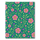 Vibrant Pink Daisy Purple Floral Green Rug