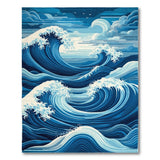 Dramatic Ocean Waves Blue Area Rug