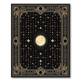 Washable Celestial Moon Area Rug - Black & Gold Mystical Low Pile, Pet Friendly
