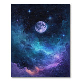 Mystical Night Sky Area Rug with Moon Stars Nebula