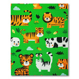 Cartoon Jungle Animals Green Kids Area Rug