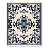Elegant Navy Ornate Medallion Area Rug
