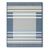Navy Blue Grey Geometric Striped Area Rug
