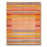 Vibrant Geometric Striped Area Rug in Orange Red Tones