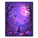 Enchanted Purple Moon Forest Silhouette Rug