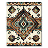 Southwestern Teal Orange Geometric Diamond Rug