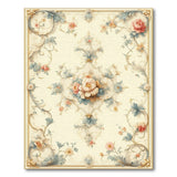 Vintage Peony Floral Area Rug in Pastel Blooms