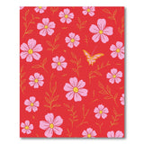 ODIKA Red Floral Washable Area Rug - Whimsical Pink Flower Low Pile Non-Slip Carpet