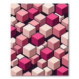 Pink Cubes Geometric Modern Area Rug