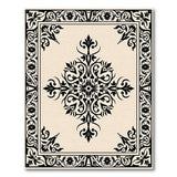 Cream Black Ornate Persian Floral Area Rug