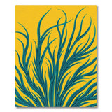 Teal Grass Blades on Sunny Yellow Abstract Rug