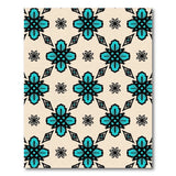 Teal Geometric Floral Beige Area Rug