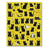 Kids Cartoon Playful Black Cats on Sunny Yellow Area Rug