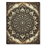 Distressed Black Mandala Lotus Area Rug