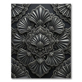 Ornate Grey Scallop Mandala Area Rug