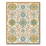 Teal Orange Persian Star Medallion Area Rug