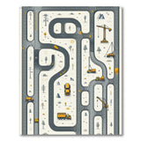 Grey Construction Road Kids Area Rug