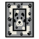 Adorable Cartoon Puppy Face Paw Prints Rug