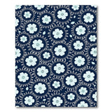 Navy Blue Swirling Daisy Floral Area Rug