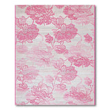 Vintage Pink Peony Floral Grey Area Rug