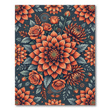 Vibrant Orange Dahlia Rose Floral Rug