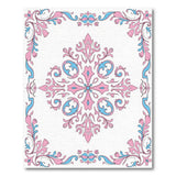Ornate Pink Blue Floral Vintage Rug