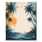 ODIKA Washable Retro Tropical Beach Palm Tree Area Rug - Low Pile Non-Slip