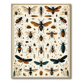 Washable Vintage Insect Botanical Area Rug - Low Pile & Non-Slip