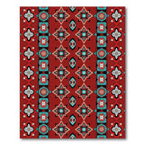 Red Teal Heritage Tribal Area Rug
