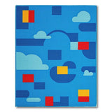 Modern Geometric Blue Area Rug with Clouds Shapes