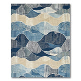 Blue Teal Layered Wave Area Rug