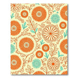 Vibrant Orange Teal Floral Pattern Area Rug