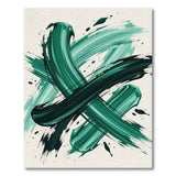 Green Brush Stroke Abstract Area Rug