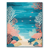 Teal Coral Reef Ocean Area Rug with Fish