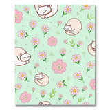 Cute Sleeping Cats Pink Daisies Area Rug