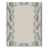 Teal Blue Geometric Border Area Rug