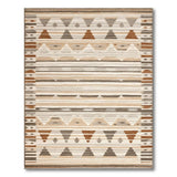 Beige Grey Rust Geometric Triangle Area Rug
