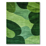 Abstract Green Leaf Area Rug