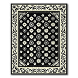 Floral Vintage Black White Area Rug