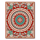 Vibrant Red Teal Mandala Persian Area Rug