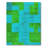 Teal and Lime Green Geometric Block Rug