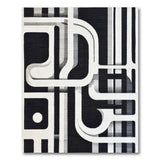 Black and White Modern Geometric Black White Abstract Rug
