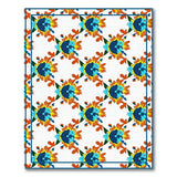 Vibrant Blue Orange Sunflower Pattern Area Rug