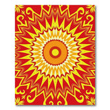 Vibrant Red Sunburst Mandala Area Rug