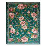 Teal Pink Peony Floral Vintage Area Rug