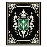 Ornate Green Shield Heraldic Area Rug