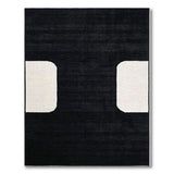 Bold Black White Curved Geometric Area Rug