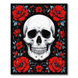 Red Poppy Skull Floral Area Rug