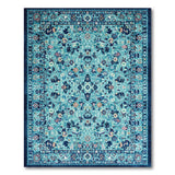 Blue and Teal Blue Persian Floral Medallion Rug