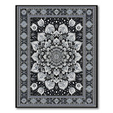 Black and White Cosmic Mandala Black White Area Rug
